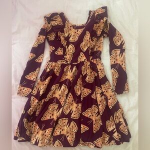 NWOT Tea Collection Purple Ruffle Shoulder Butterfly Dress